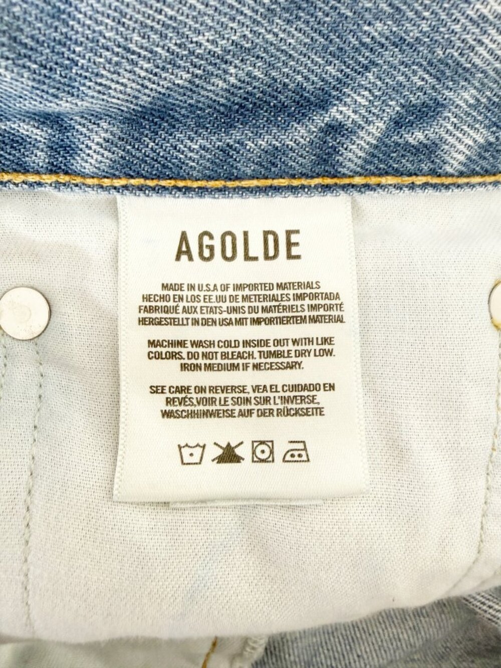 AGOLDE 90's Mid Rise Loose Fit in Fall Out Straight Leg Button Fly Sz 27 - Picture 7 of 9